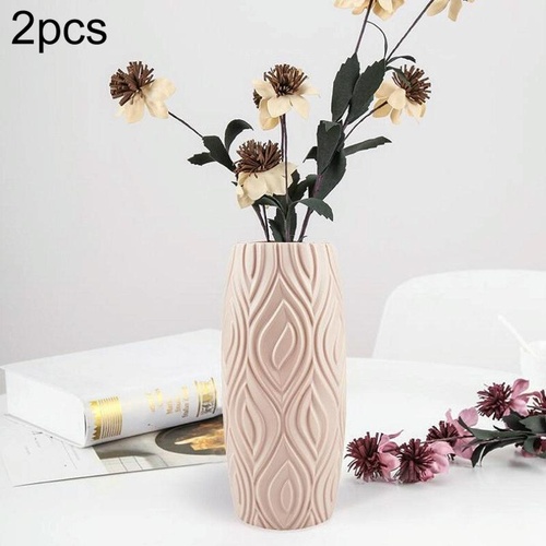 2-piece Plastic Vase Set for Creative Flower Arrangements Wet and Dry Decor - Pink - Main Image