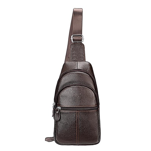 Stylish Genuine Leather Crossbody Chest Bag For Men And Women Functional And Versatile Design - Coffee - Main Image