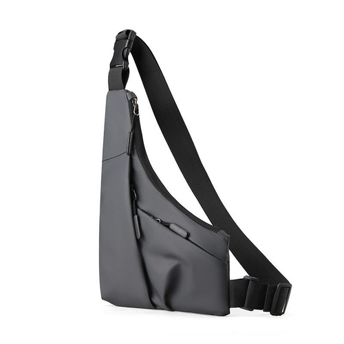 Leather Anti Theft Triangle Bag Secure Crossbody Chest Bag - Grey - Main Image
