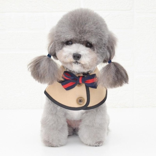 Dog Shawl Saliva Towel Scarf Pet Bow Tie Jewelry Accessories - Size S - Khaki - Main Image