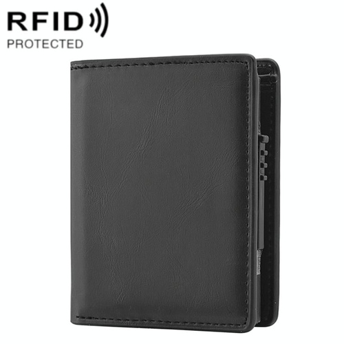 Rfid Blocking Short Wallet with Automatic Pop Up - Black - Main Image