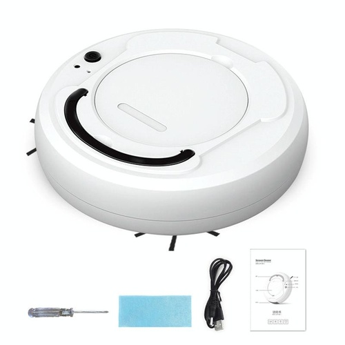 Smart 3-in-1 Robot Vacuum with Wet / Dry Mopping - Rechargeable & Auto Cleaning - Black - White - Main Image