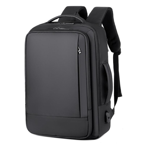 Waterproof Expandable Laptop Backpack with Usb Port - Black - Main Image