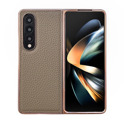 Star Series Nano Electroplating Pu Case for Samsung Galaxy z Fold 4 - Elephant Grey - Main Image