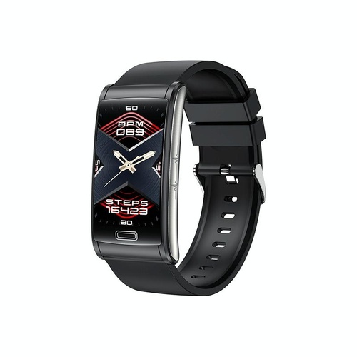 Smart Watch With Heart Rate And Blood Pressure Monitoring - Colour Screen - Black - Main Image