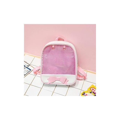 Mini Clear Kids Backpack with Bow - Perfect for School - Pink - Main Image