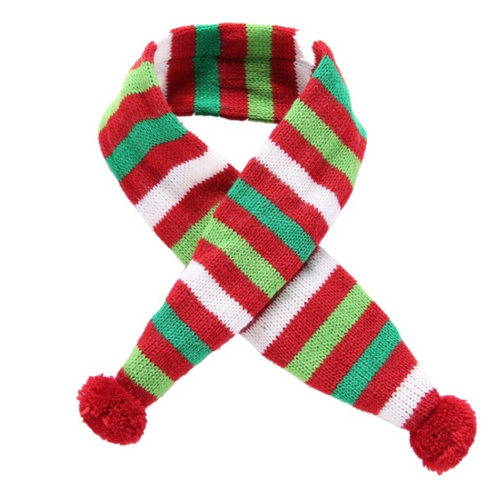 Dog Scarf Christmas Pet Accessories Winter Warmth Pet Scarf - Size Xs Red And Green Stripes - Main Image