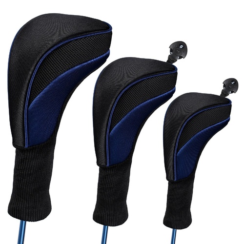 3-in-1 Golf Club Head Cover - No.1 No.3 No.5 - Protective - Blue - Main Image