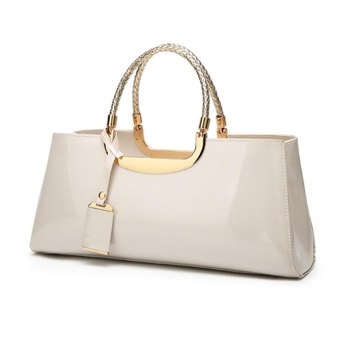 Patent Leather Shoulder Bag for Women - Glue Closure - White - Main Image