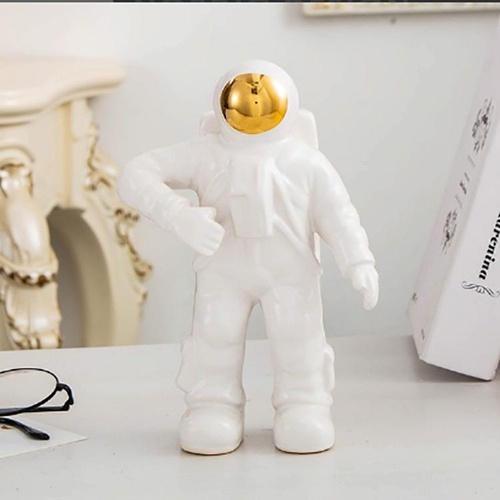 Spacewalker Ceramic Vase with Dried Flowers - Tabletop Decor Tool - White - Main Image