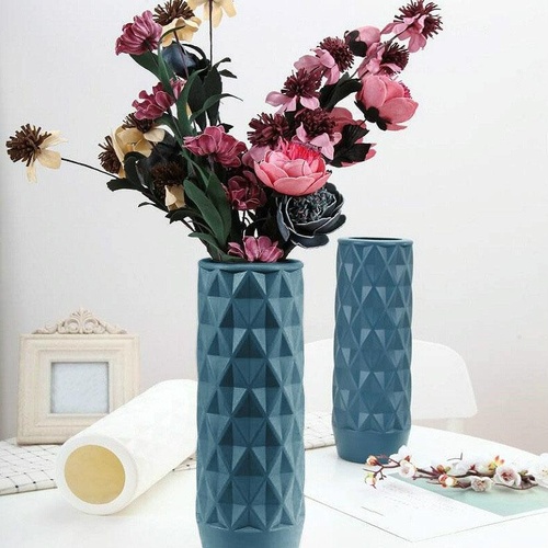 Creative Plastic Vase for Home Decoration - Flower Arrangement Container - Blue - Main Image