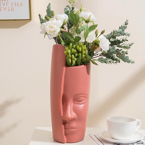 Thickened Drop-proof Vase with Dried Flower Ornaments - Rose Pink - Main Image