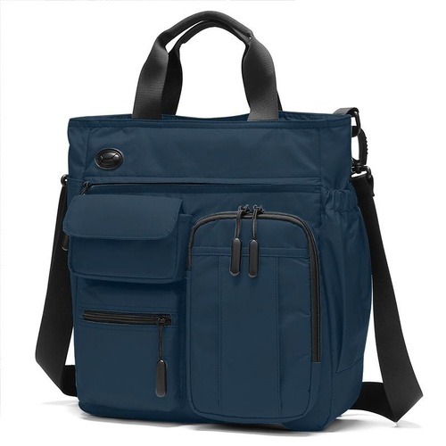 Multi Compartment Laptop Handbag Lightweight Large Capacity Messenger Bag - Blue - Main Image