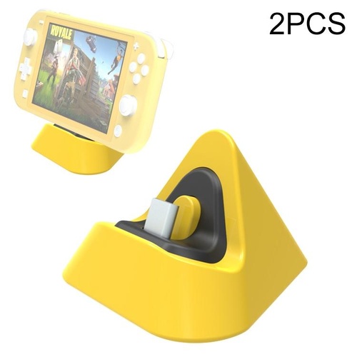 2-pack Portable Triangle Charger for Nintendo Switch / Lite - Yellow - Main Image