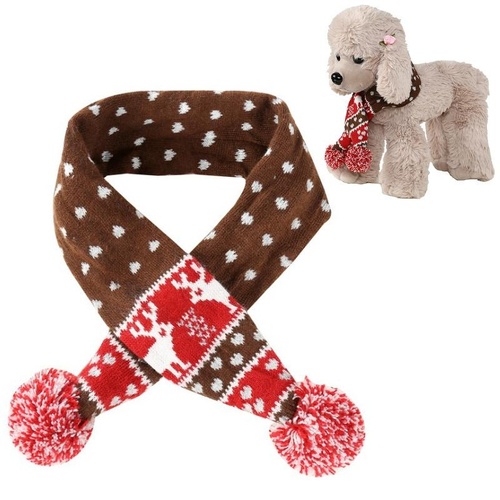 Christmas Pet Scarf Autumn And Winter Warm Elk Christmas Dog Scarf - Size M Brown - Main Image
