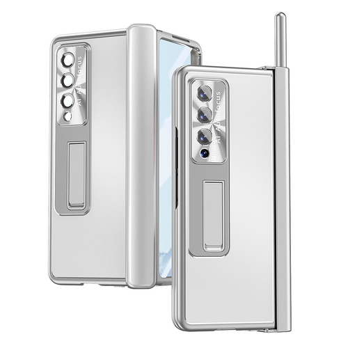 Shockproof Aluminum Double Hinge Case for Samsung Galaxy z Fold 4 - Silver - Main Image