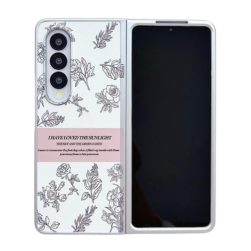 Floral Sketch Pearlescent Pc Case for Samsung Galaxy z Fold 4 - Main Image