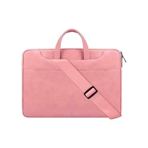 Detachable Shoulder Strap Business Laptop Bag - 14.1-15.4 Inch Frosted Pu - Pink - Main Image
