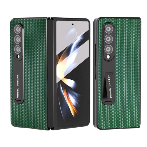 Premium Leather Phone Case with Holder for Samsung Galaxy z Fold 4 / 5g - Luxury Design - Night Green - Main Image