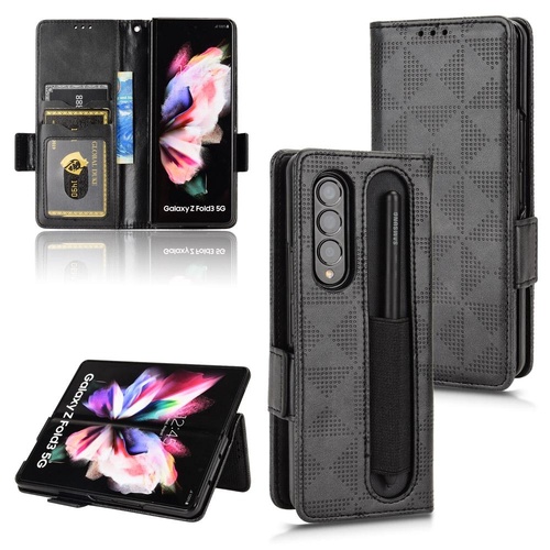 Symmetrical Leather Triangle Phone Case for Samsung Galaxy z Fold 4 - Black - Main Image