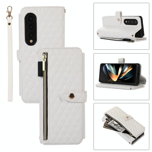 Foldable Diamond Lattice Phone Case for Samsung Galaxy z Fold 4 - White - Main Image