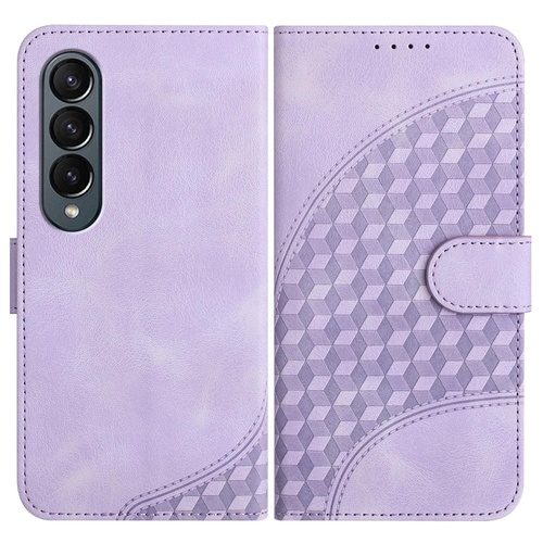 Embossed Elephant Head Phone Case for Samsung Galaxy z Fold 4 5g with Lanyard - Light Purple - Main Image