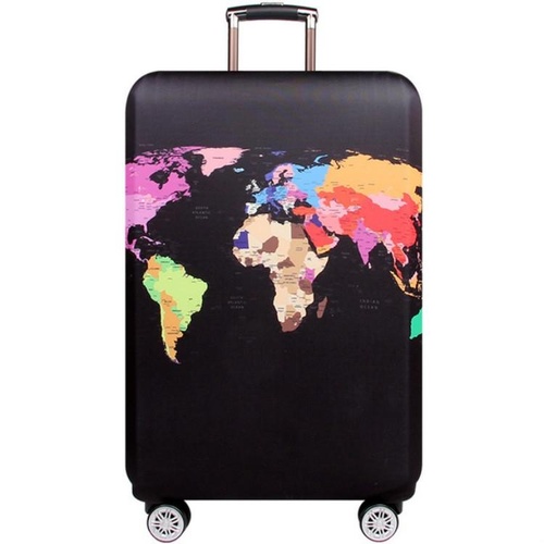 Xl Travel Luggage Cover - Dustproof Scratch-proof Elastic Sleeve - Fits 29-32 Inch Suitcases - World Map - Main Image