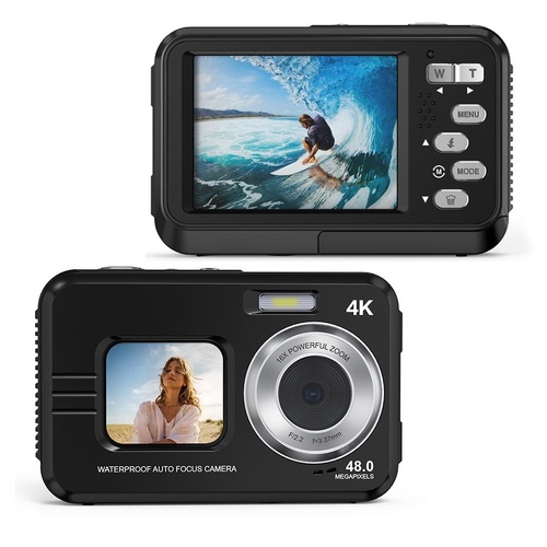 Waterproof 48mp Dual Screen Outdoor Camera - Wdc901 - Black - Main Image