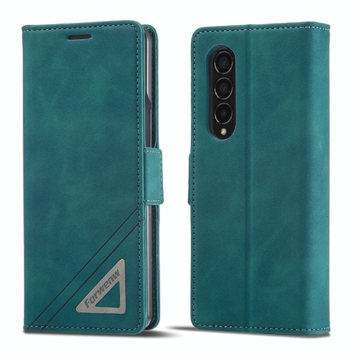 Leather Dual Side Buckle Phone Cover for Samsung Galaxy z Fold 4 - Dark Cyan - Main Image