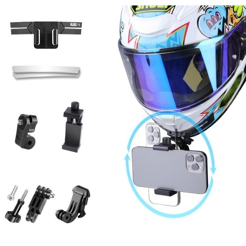 Helmet Mount Kit for Action Camera with Phone Clamp and Adapter - Main Image