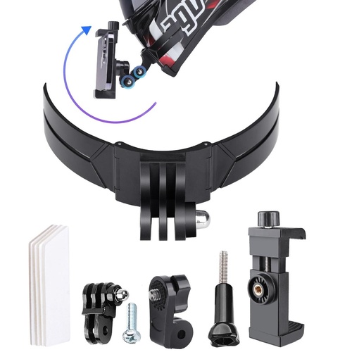 Foldable Action Camera Helmet Mount Kit with j Hook and Phone Clamp - Main Image