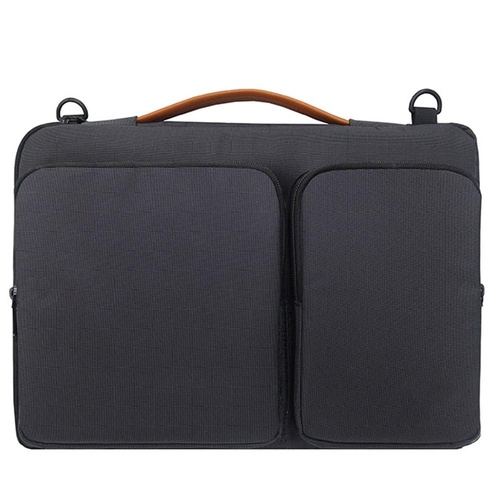 Waterproof Nylon Laptop Handbag with Trolley Strap - Fits 13-14 Inch Laptops - Black - Main Image