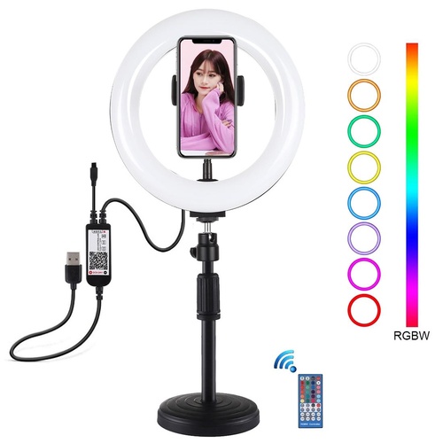 7.9 Rgbw Led Ring Light with Dual Colour Temperature and Phone Clamp - Main Image