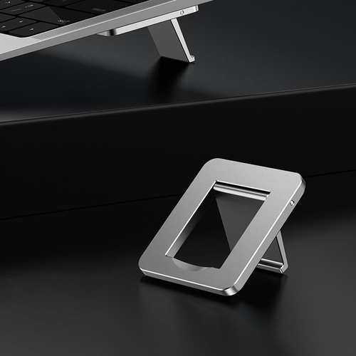 Desktop Folding Notebook Stand with Invisible Height Increase and Storage - Silver - Main Image