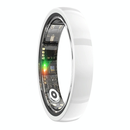 Smart Ring With Heart Rate Blood Oxygen Sleep & Sports Modes - Size 9 - White - Main Image