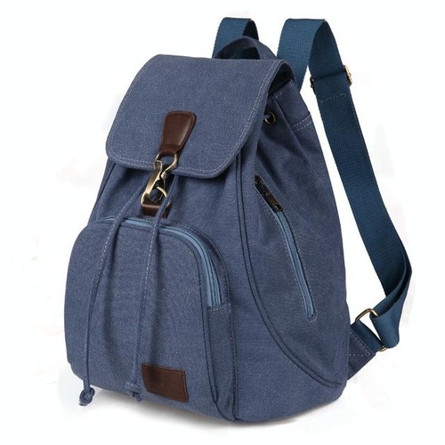 Women Canvas Laptop Backpack - Compact and Stylish - Blue - Main Image