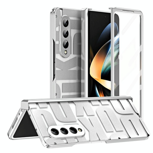 Foldable Electroplated Phone Case for Samsung Galaxy z Fold 4 5g with Hinge - Silver - Main Image