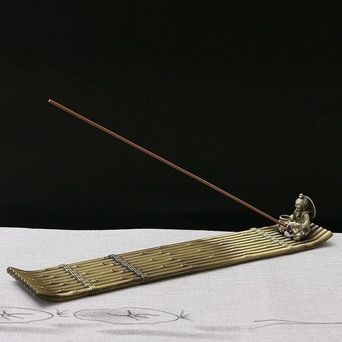 Fisherman Incense Burner with Ash Catcher and Stand - Bamboo Raft - Main Image