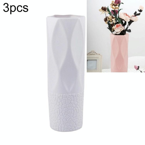 3-piece Plastic Vase Set for Dry and Wet Flower Arrangements and Floral Decor - Gray - Main Image