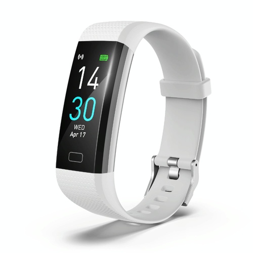 Waterproof Fitness Tracker Watch With Heart Rate Monitor - White - Main Image