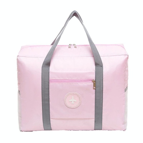 Folding Travel Bag with Trolley Case for Luggage - Pink - Main Image