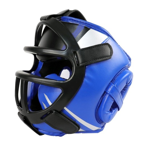 Competition Sparring Boxing Helmet For Head Protection - Blue With Mask - S - Main Image