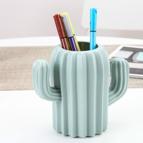 Cactus-shaped Vase Creative Desktop Pen Holder for Home Decor - Green - Main Image