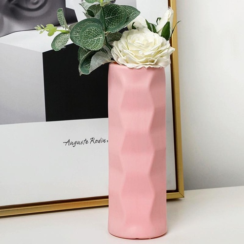 Wave Drop-proof Imitation Porcelain Vase - Simple Home Decor - Pink - Main Image