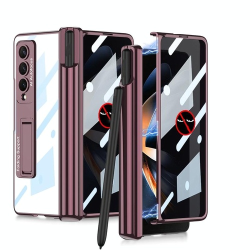 Foldable Magnetic Privacy Case with Pen Holder - Fits 4th Generation Ipad - Wine Red - Main Image