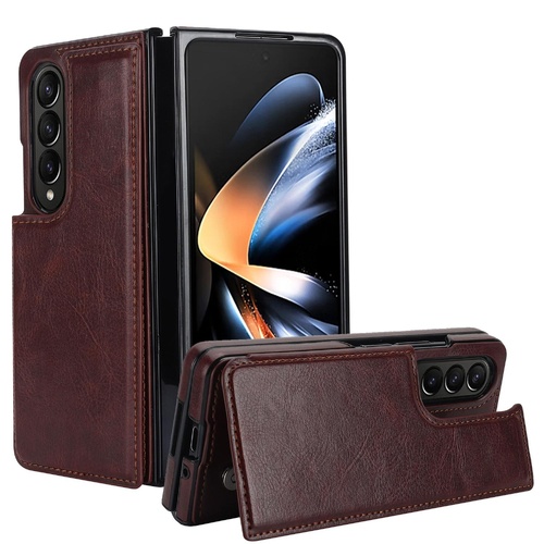 Full Coverage Double Buckle Phone Case for Samsung Galaxy z Fold 4 - Brown - Main Image
