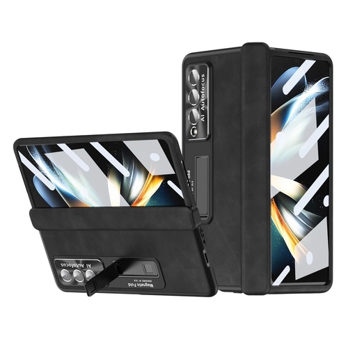 Magnetic Phone Case for Samsung Galaxy z Fold 4 - Napa Pattern - Black - Main Image
