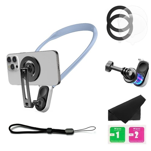 Versatile Magnetic Neck Holder for Phones and Action Cameras - Glacier Blue - Main Image