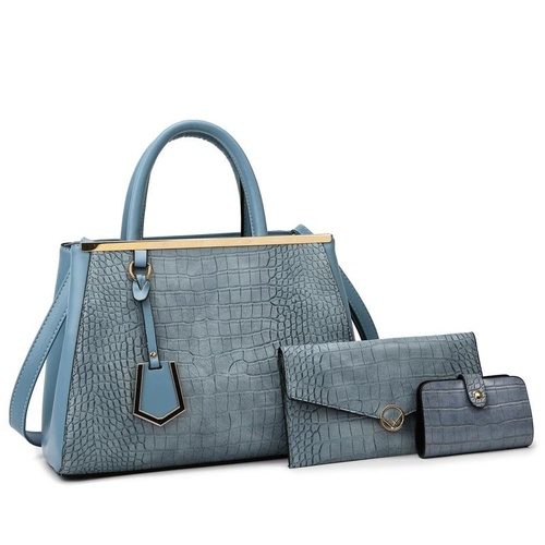 Patchwork Stone Pattern Handbag - Shoulder / Crossbody - Blue - Main Image