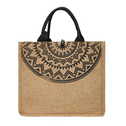 Simple Linen Tote Bag with Large Capacity - Style Print - Semicircle - Main Image
